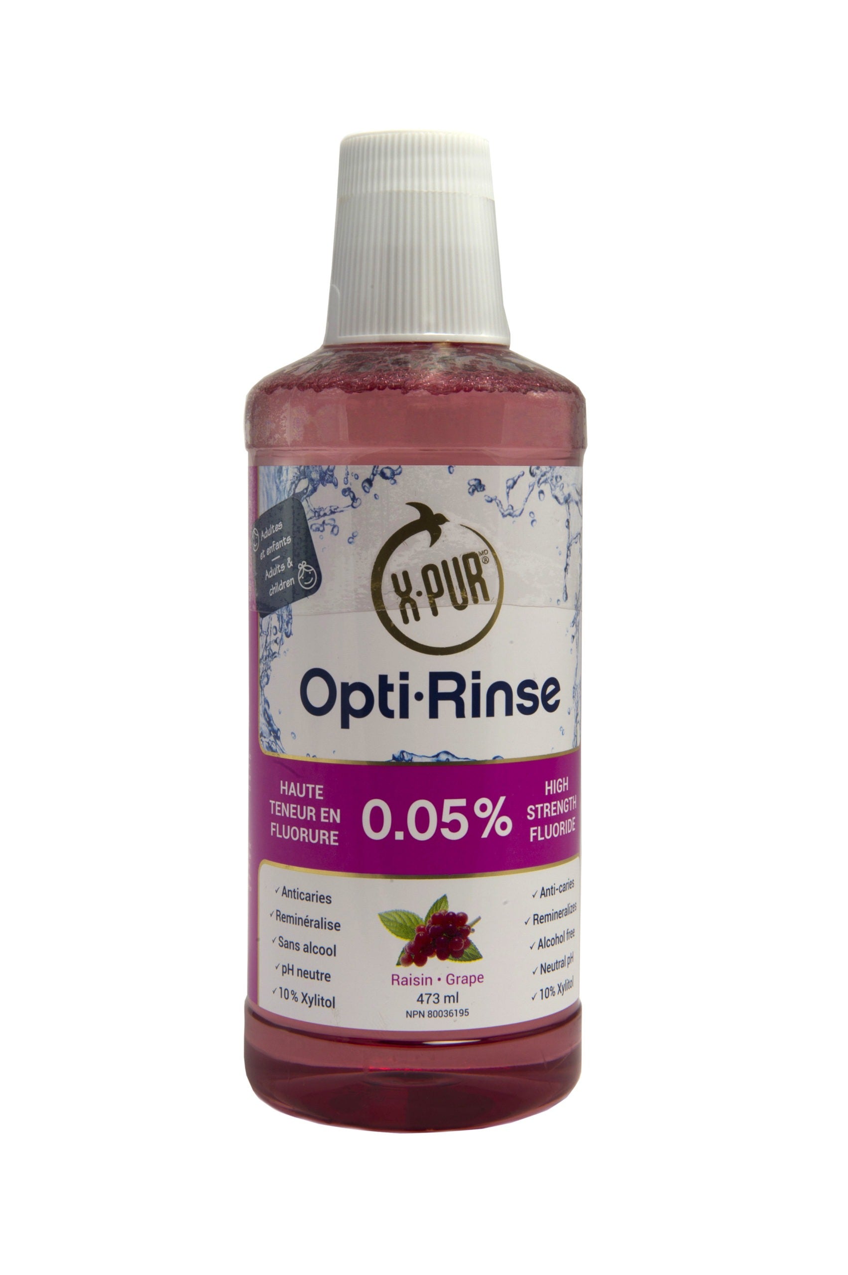 Opti-Rinse ANTI-CAVITY MOUTHWASH Alcohol-Free Grape Flavor - 473mL